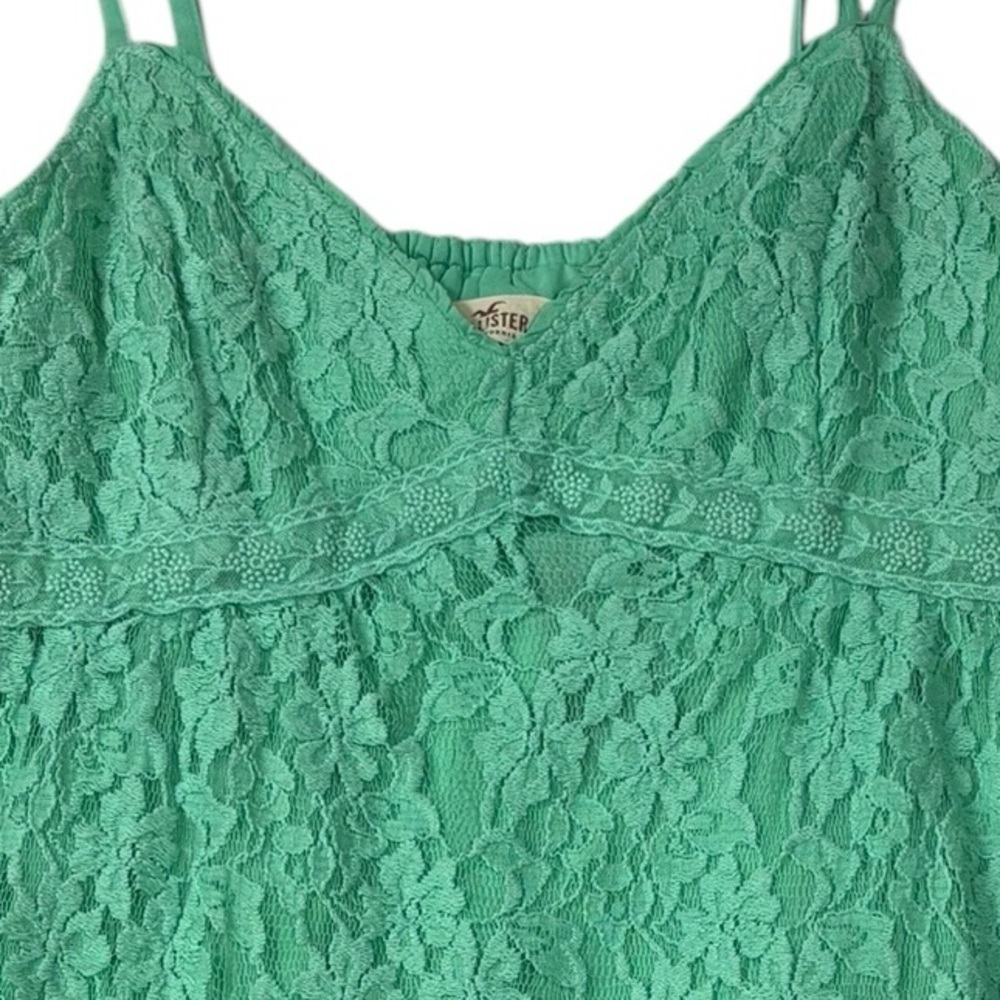 NWT Hollister Green Lace Empire Waist Chemise Cami Spaghetti Strap Dress |Size L - Picture 3 of 15